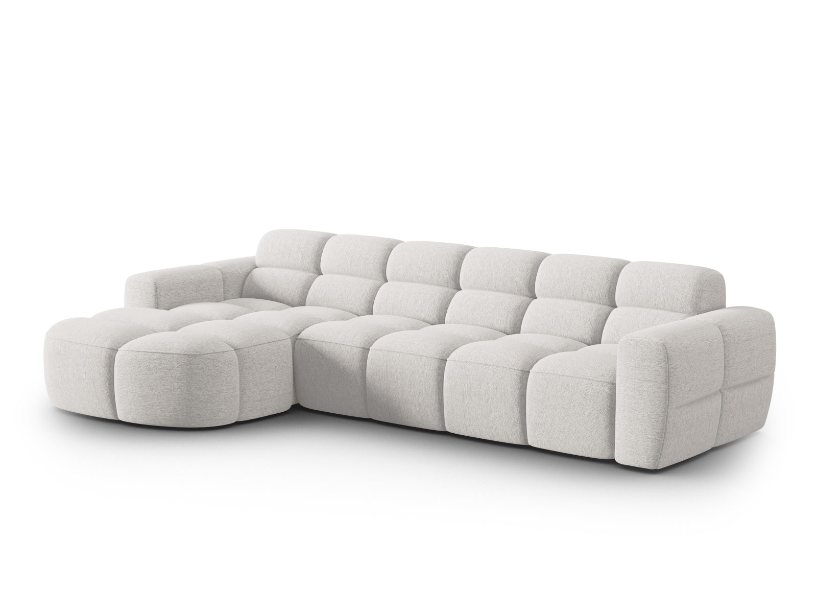 Erleben Sie das stilvolle Lisa Ecksofa links 4 Sitzer von Micadoni. Mit edlem Velours und zeitgemässem Design wird Ihr Wohnraum zum Highlight.