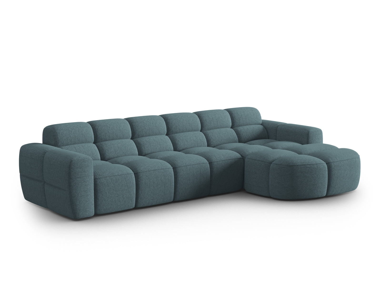 Erleben Sie das stilvolle Lisa Ecksofa links 4 Sitzer von Micadoni. Mit edlem Velours und zeitgemässem Design wird Ihr Wohnraum zum Highlight.