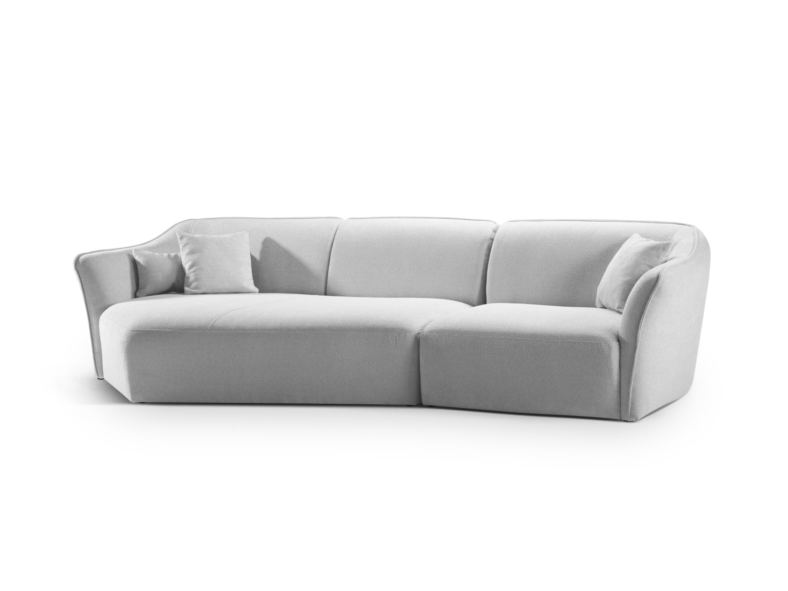 Erleben Sie das Hailey Boucle Ecksofa links von Micadoni – ein elegantes 5-Sitzer Sofa, das zeitgemässen Stil und höchsten Komfort bietet.