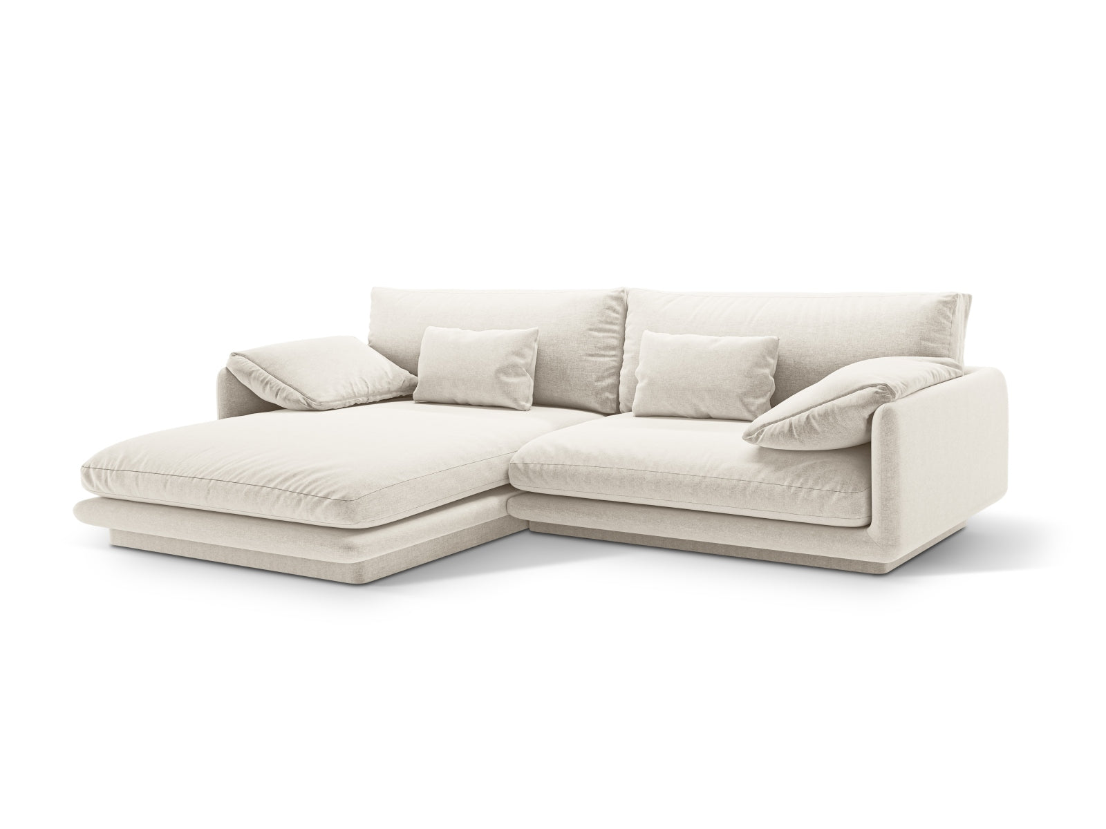 Entdecken Sie das Torino Ecksofa links von Micadoni – ein elegantes 4-Sitzer Velourssofa, das modernen Stil und höchsten Komfort vereint.