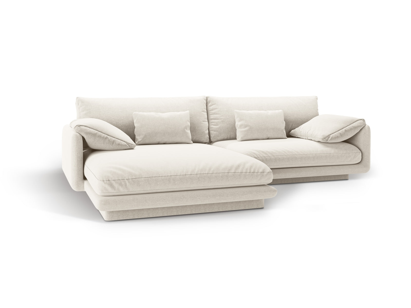 Entdecken Sie das Torino Ecksofa links von Micadoni – ein elegantes 4-Sitzer Velourssofa, das modernen Stil und höchsten Komfort vereint.