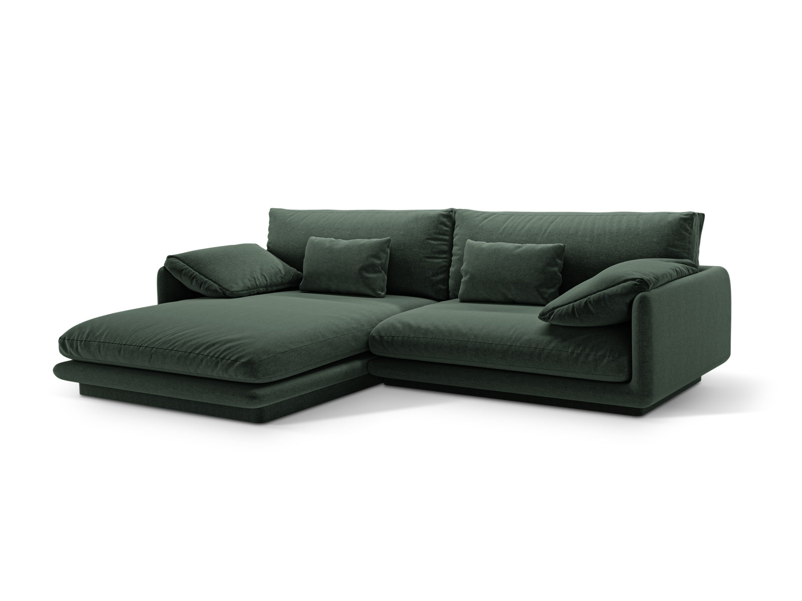 Elegantes Torino Ecksofa links in Moss Green, 4-Sitzer von Micadoni, ideal für stilvolle Wohnräume. Perfekte Kombination aus Komfort und Design.
