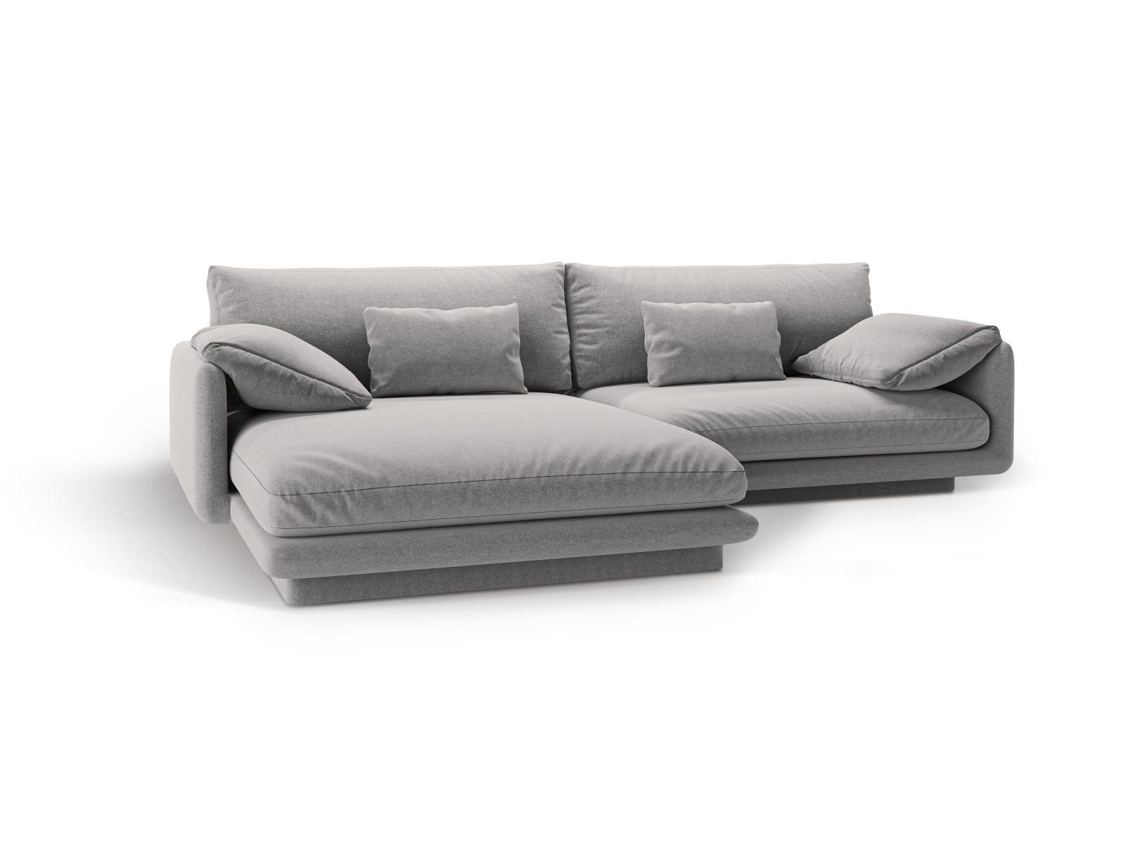 Modernes Torino Ecksofa links in stilvollem Grau, ideal für komfortable Wohnräume. Geräumiges 4-Sitzer Design von Micadoni.