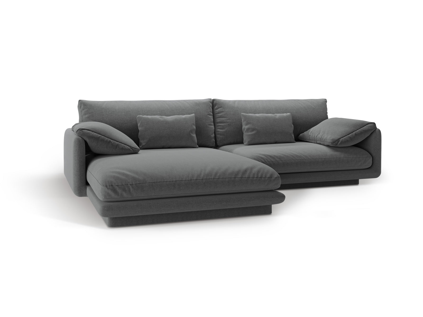 Modernes Torino Ecksofa links in edlem Dunkelgrau, 4-Sitzer von Micadoni, ideal für gemütliche Abende und stilvolle Einrichtung.