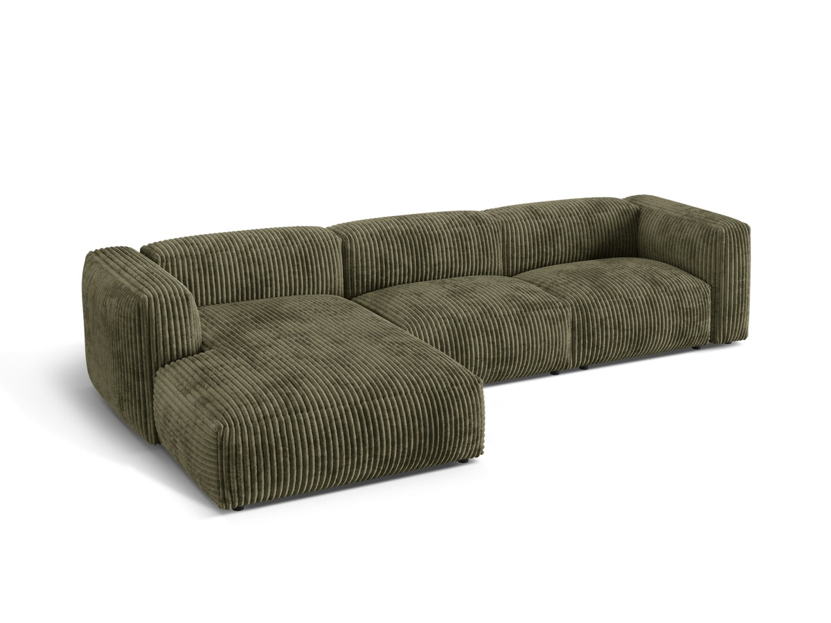 Martina Modulares Ecksofa links 3 Sitzer in Moss Green-Tilia präsentiert im Onlineshop von KAQTU Design AG. L-Sofa links ist von Micadoni