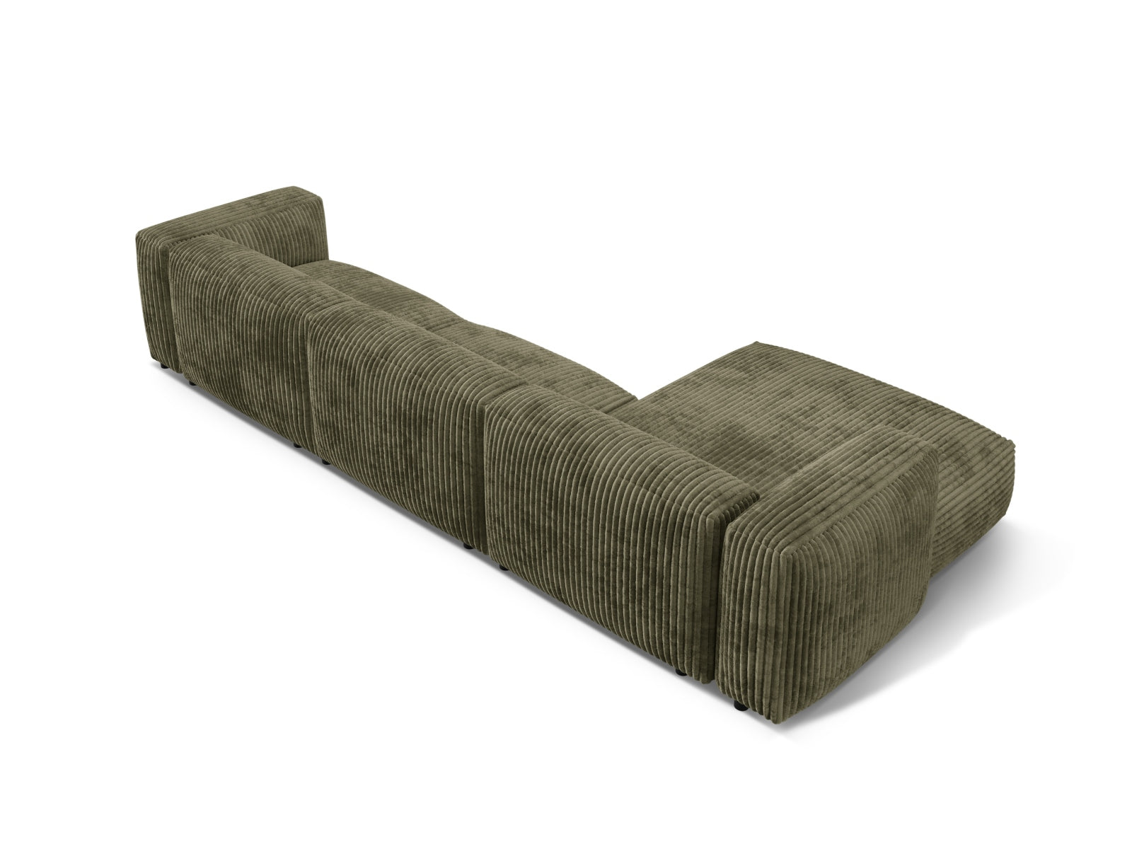 Elegantes, modulares Ecksofa in Moss Green-Tilia, ideal für stilvolle Wohnräume. Linksseitige 3-Sitzer-Variante von Micadoni.