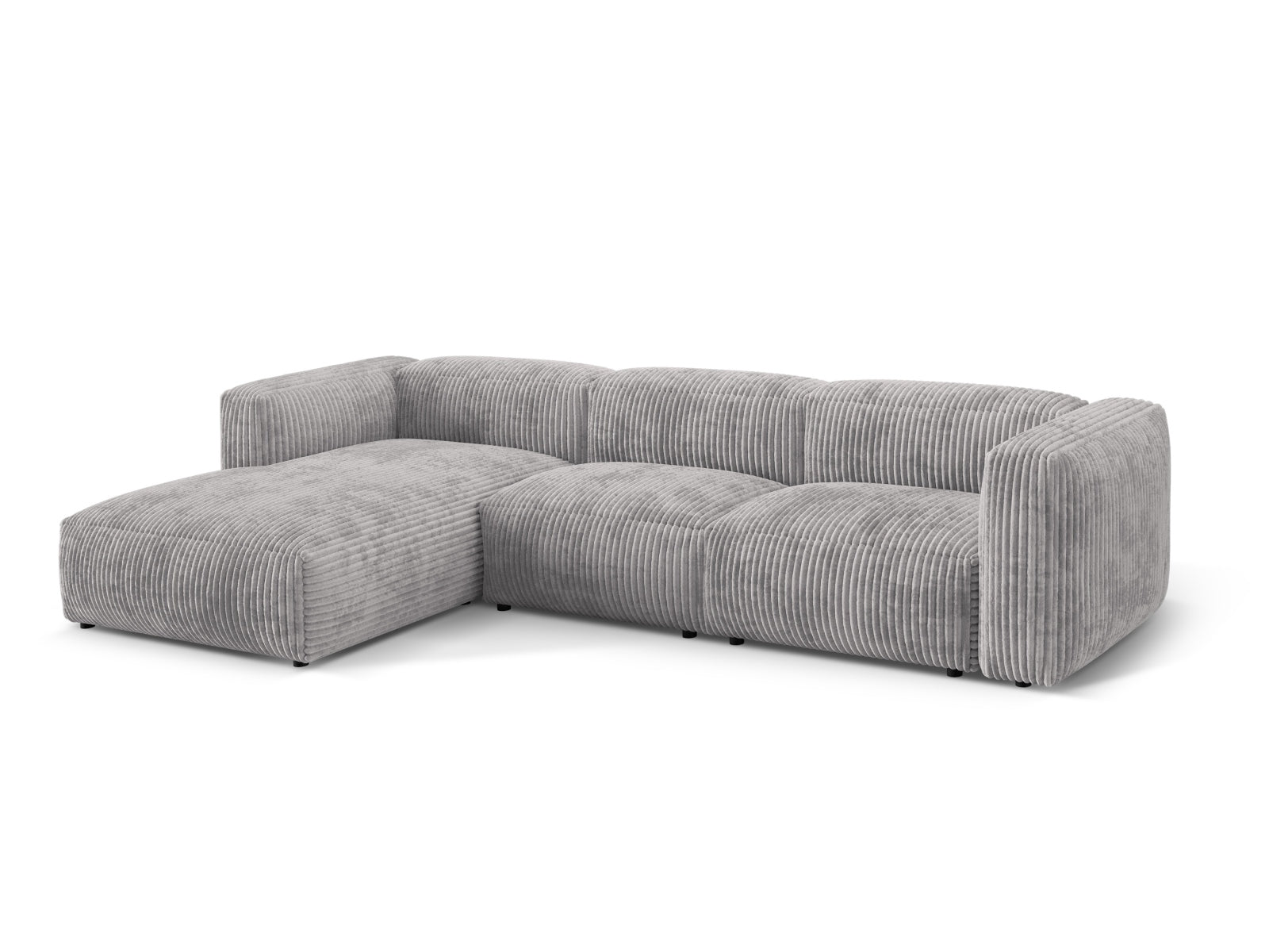 Elegantes, modulares Ecksofa Martina in hellem Grau, ideal für stilvolle Wohnräume. Perfekt als 3-Sitzer für gemütliche Abende.