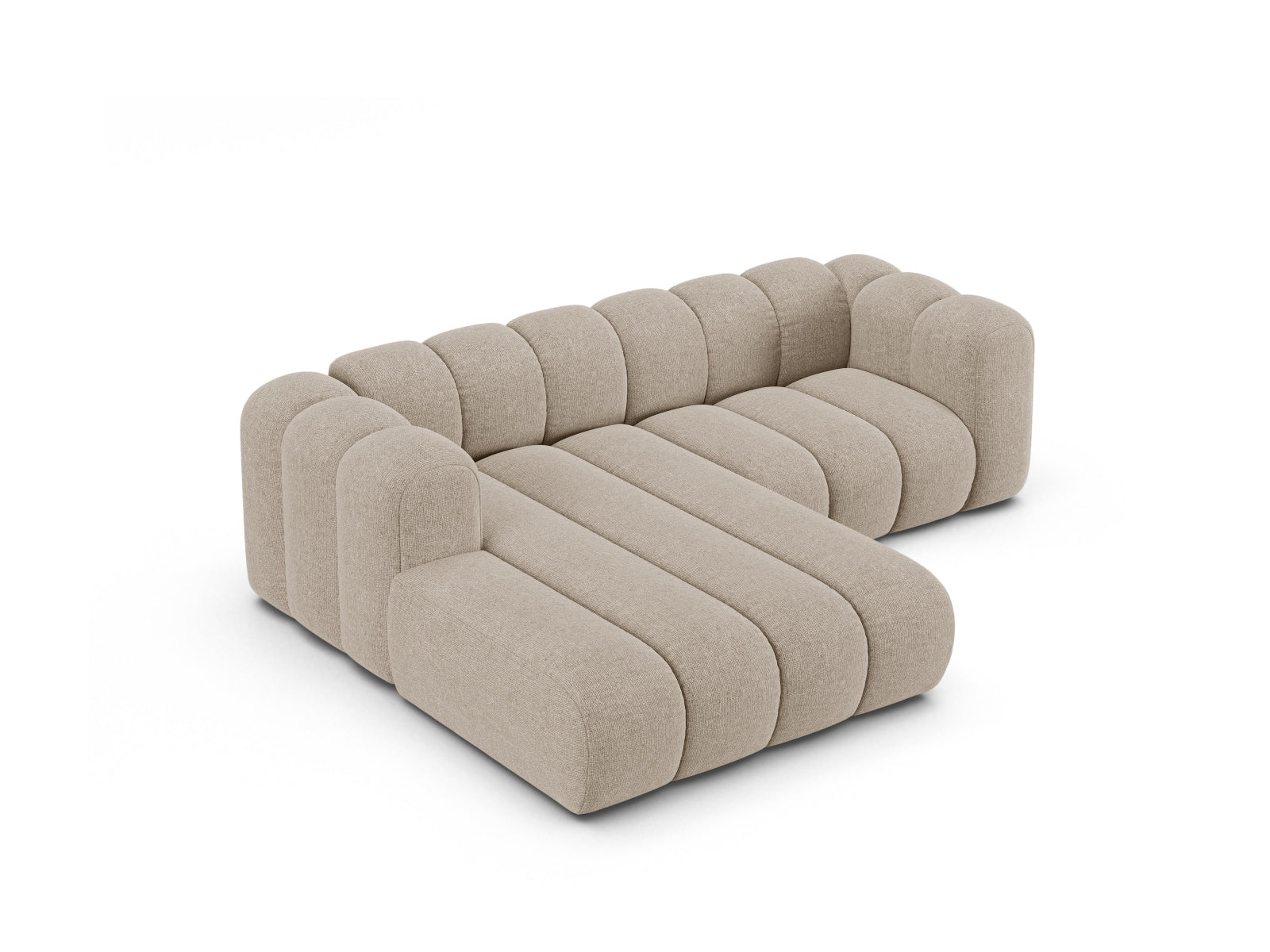 Modulares Ecksofa von Micadoni in Dunkelbeige, linksseitig, 3-Sitzer, perfekt für gemütliche und stilvolle Wohnbereiche.