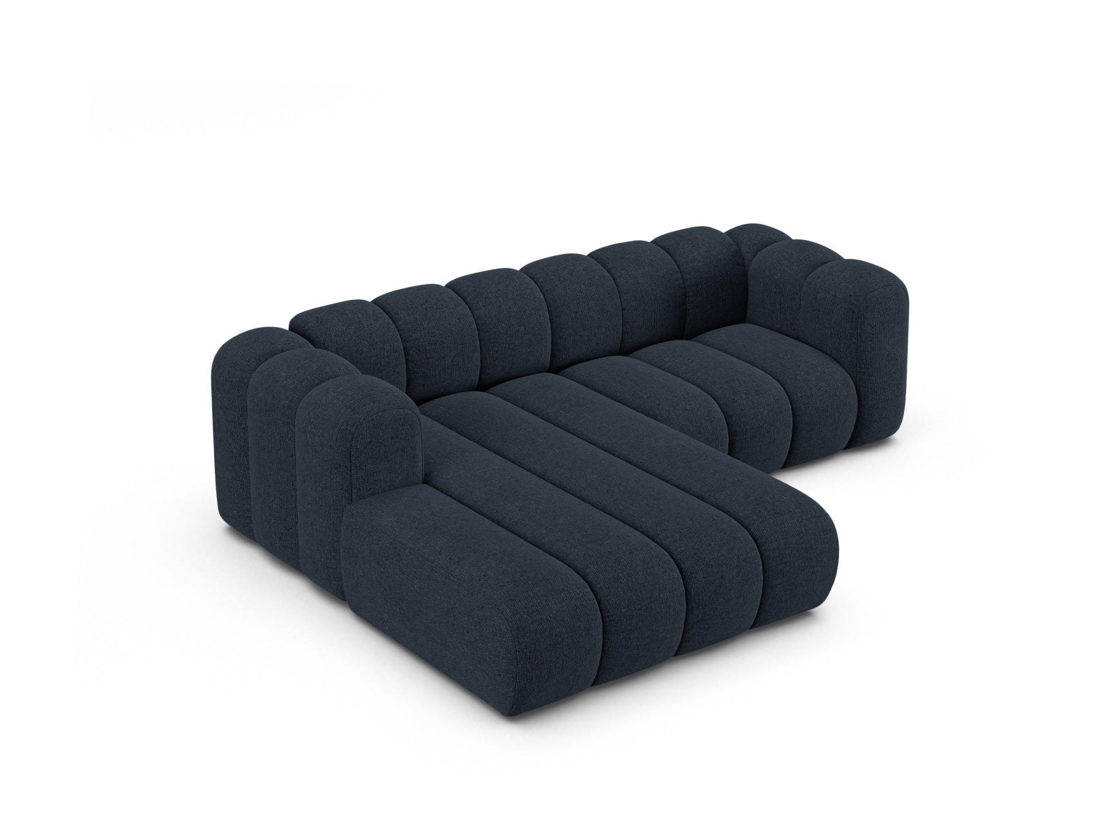 Modernes, modulares L-Sofa in Navy Blue-Eden von Micadoni, bietet Platz für drei Personen und verleiht jedem Raum eine stilvolle Note.