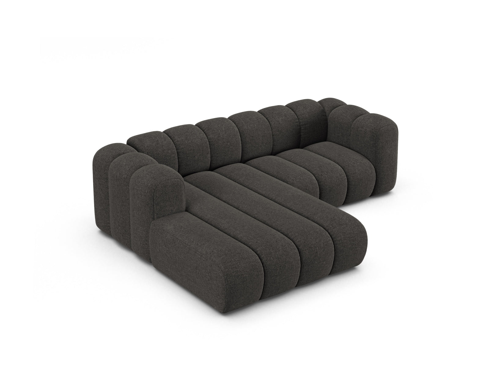 Stilvolles, modulares L-Sofa in Dunkelgrau von Micadoni, perfekt für gemütliche Wohnzimmer. Bequemer 3-Sitzer mit zeitgemäßem Flair.