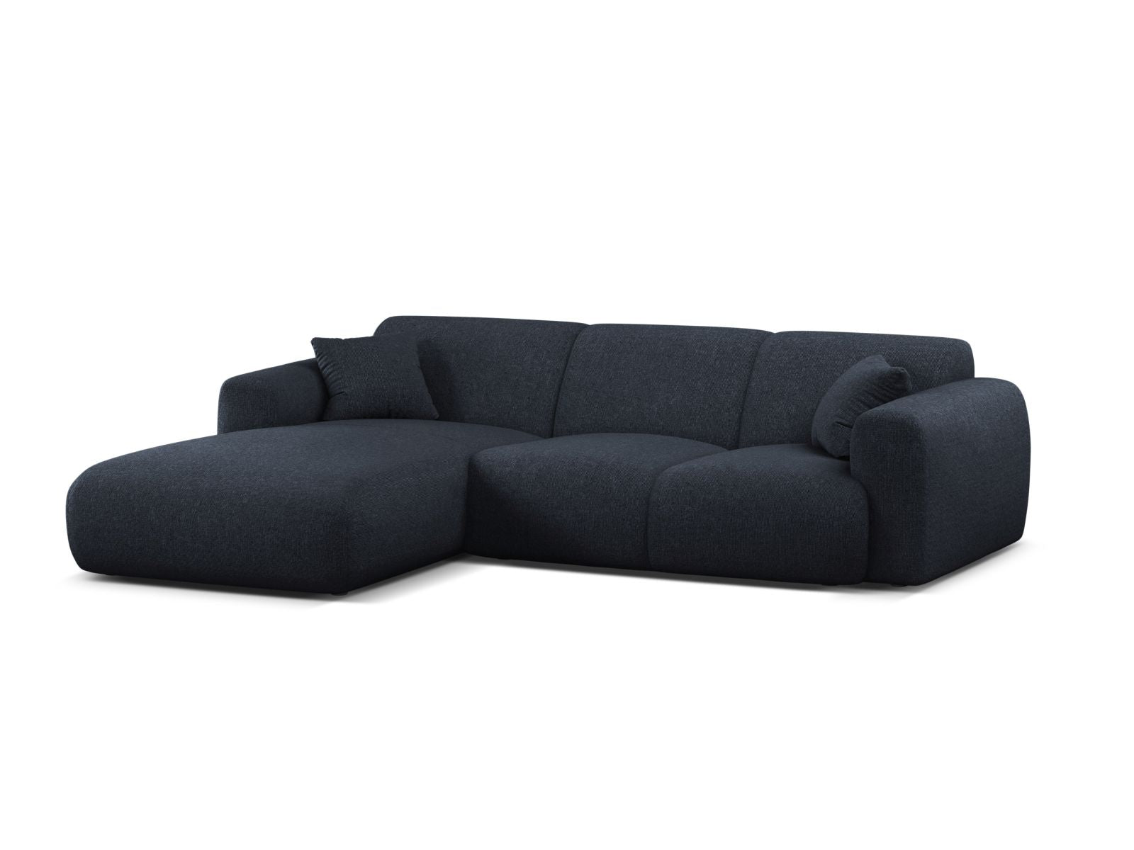 Elegantes 4-Sitzer Ecksofa links Molino in Navy Blue-Eden, ideal für stilvolle Wohnräume, präsentiert von Micadoni.