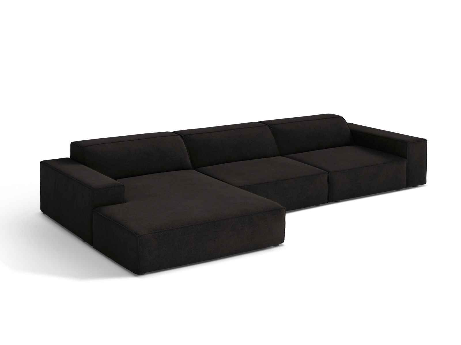 Modulares 4-Sitzer Ecksofa Jodie in elegantem Schwarz, ideal für stilvolle Wohnräume, erhältlich bei KAQTU Design AG.