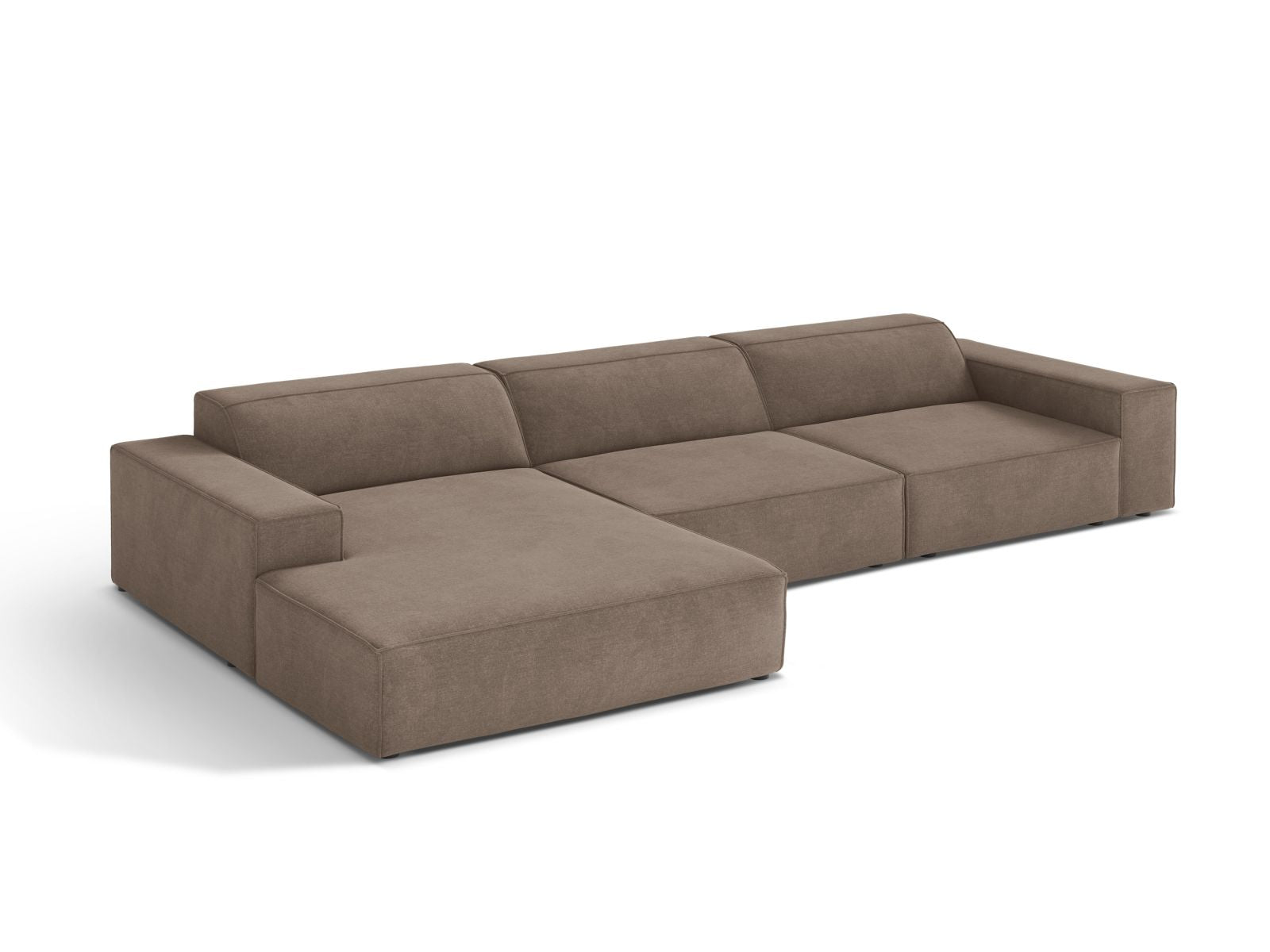 Modulares 4-Sitzer Ecksofa Jodie in elegantem Cappuccino-Liberty, ideal für stilvolle Wohnräume, erhältlich bei KAQTU Design AG.