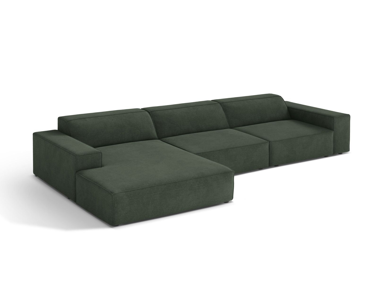 Modulares 4-Sitzer Ecksofa Jodie in elegantem Moss Green, ideal für stilvolle Wohnräume, erhältlich bei KAQTU Design AG.