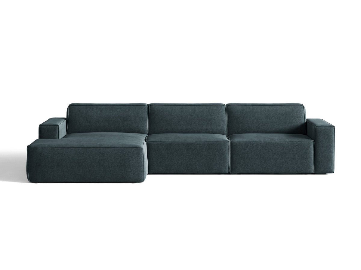 Modulares Ecksofa links Jodie von Micadoni mit Meridienne auf schwarzen Kunststoffbeinen