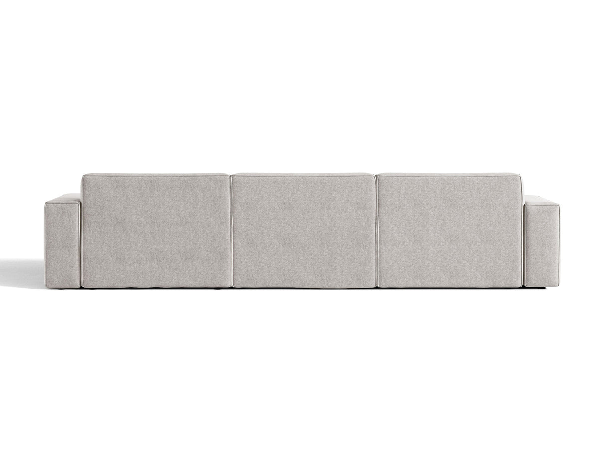 Modulares Ecksofa links Jodie von Micadoni mit Meridienne auf schwarzen Kunststoffbeinen