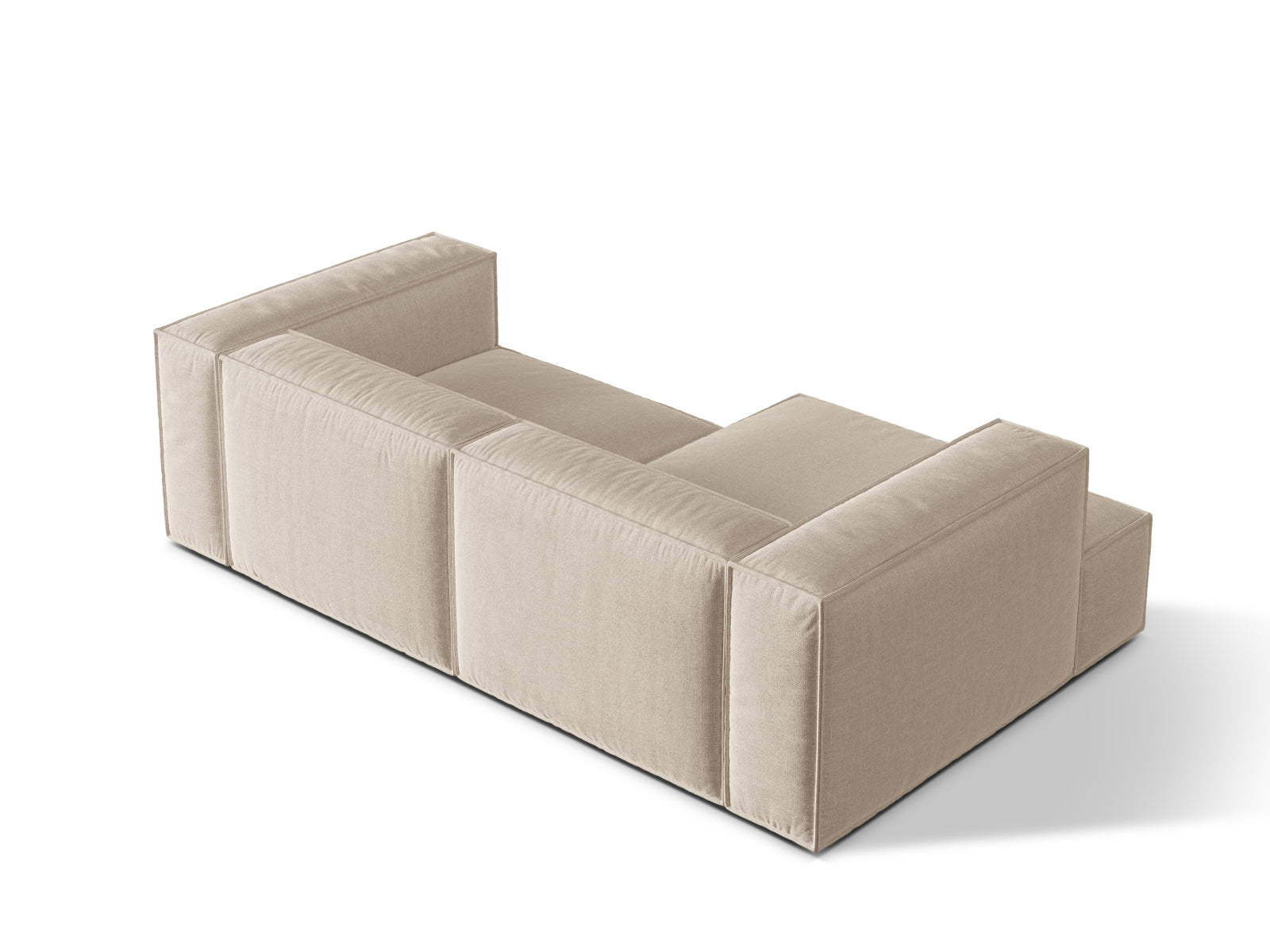 Beiges 3-Sitzer Ecksofa links Nuria von Micadoni, modernes Design mit modularer Flexibilität, perfekt für gemütliche Wohnzimmer.