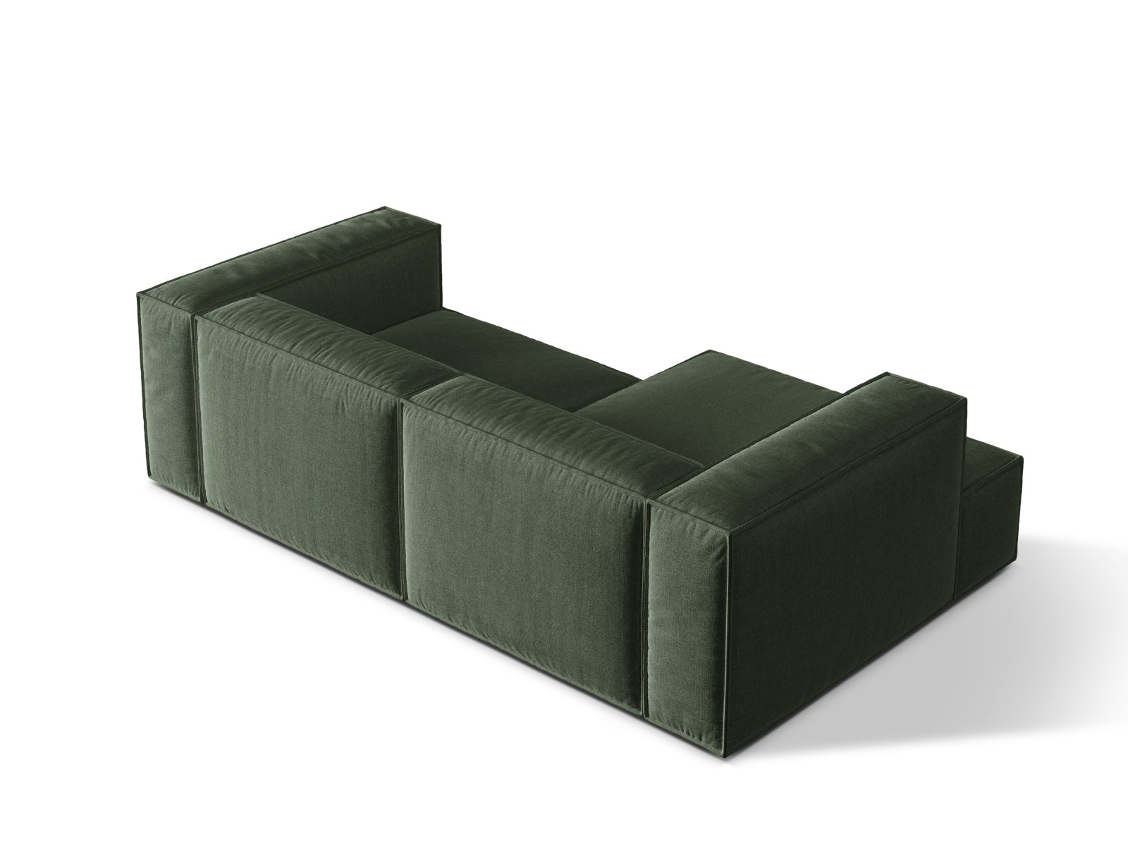 Modulares 3-Sitzer Ecksofa links Nuria in modernem Moss Green, perfekt für gemütliche Abende und stilvolle Einrichtungsideen.