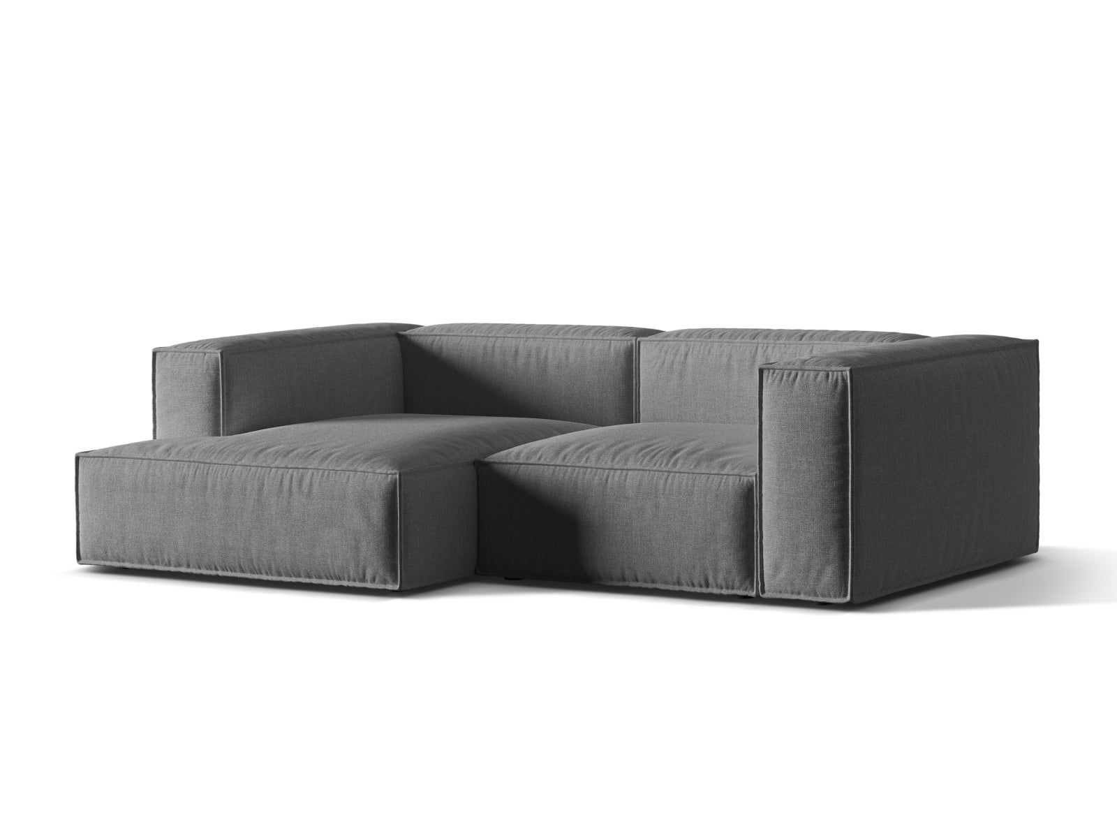 Modulares 3-Sitzer Ecksofa links Nuria in stilvollem Grau, ideal für moderne Wohnräume, erhältlich bei KAQTU Design AG.