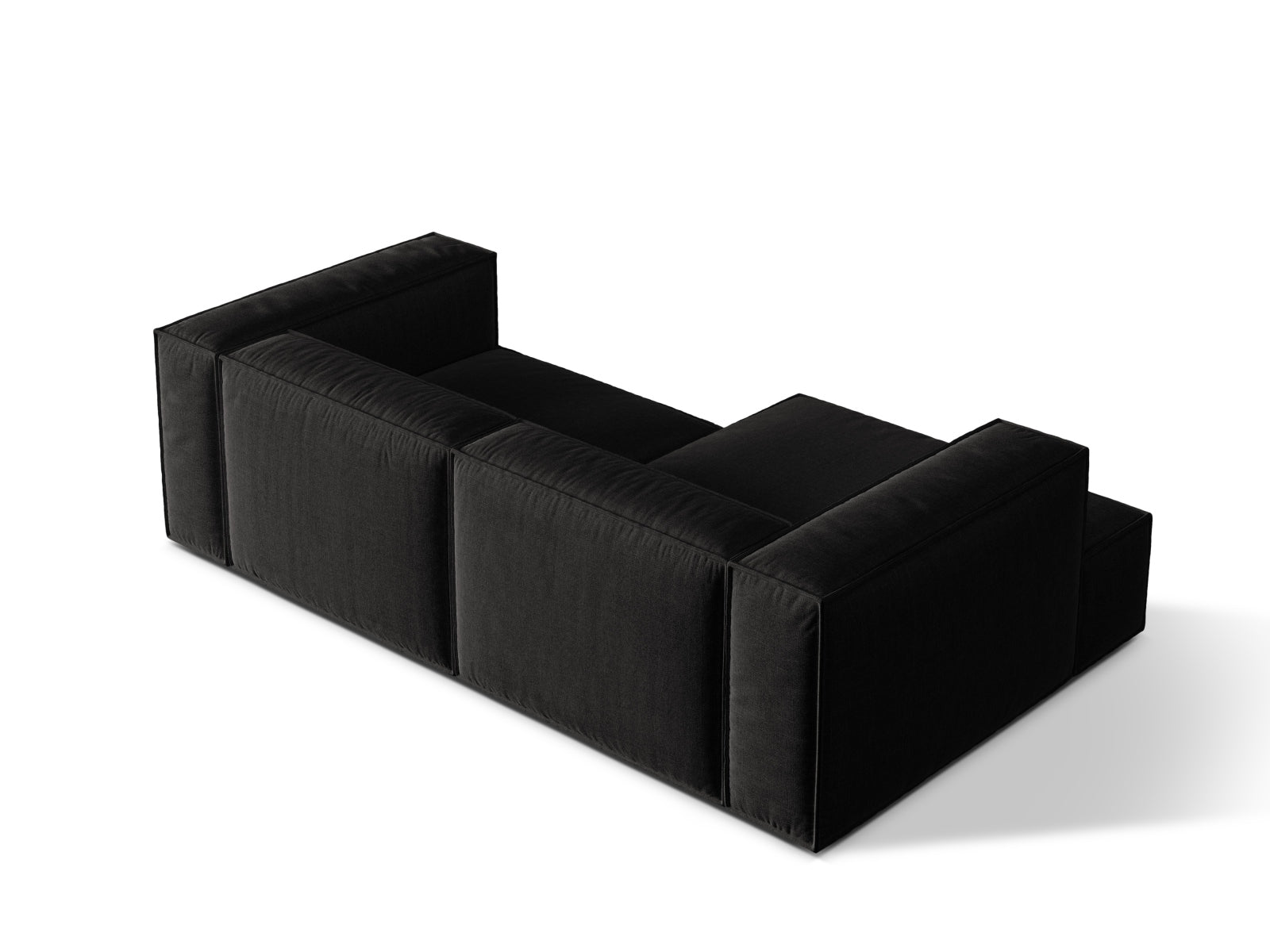 Modulares 3-Sitzer Ecksofa links Nuria in stilvollem Schwarz, perfekt für gemütliche Abende und stilvolle Einrichtungsideen.