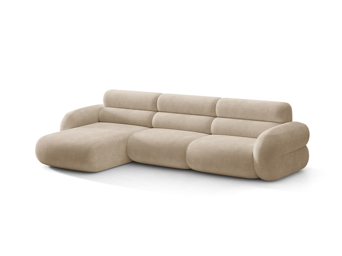 Linkes L-Ecksofa Neo von Micadoni in Dunkles Olivgrün, mit hoher Rückenlehne, schwarzen Kunststoffbeinen und tiefer gepolsterter Sitzfläche.