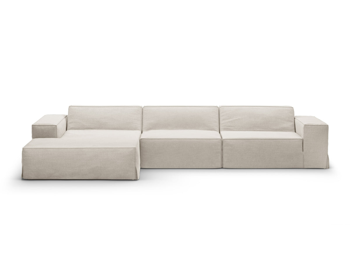 Jodie Modulares Ecksofa links 4 Sitzer mit abnehmbaren Bezug in Natural-LINS präsentiert im Onlineshop von KAQTU Design AG. L-Sofa links ist von Micadoni