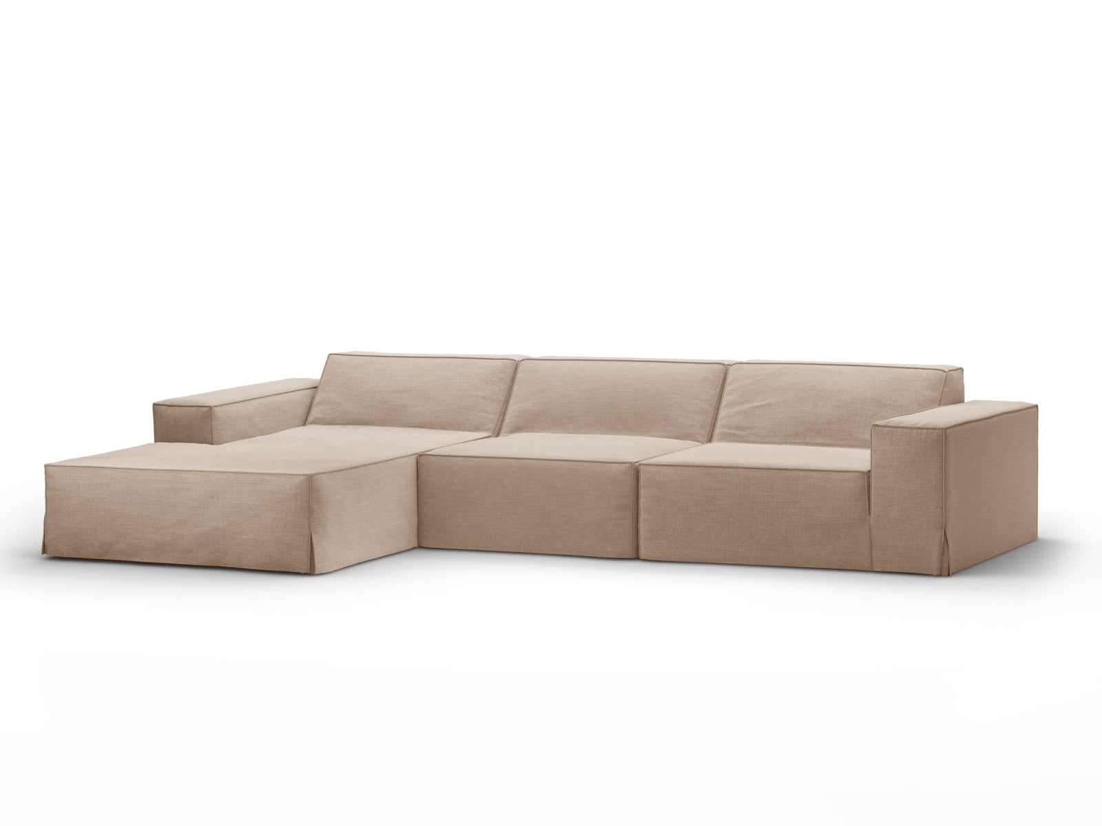 Jodie Modulares Ecksofa links 4 Sitzer mit abnehmbaren Bezug in Sand-LINS präsentiert im Onlineshop von KAQTU Design AG. L-Sofa links ist von Micadoni