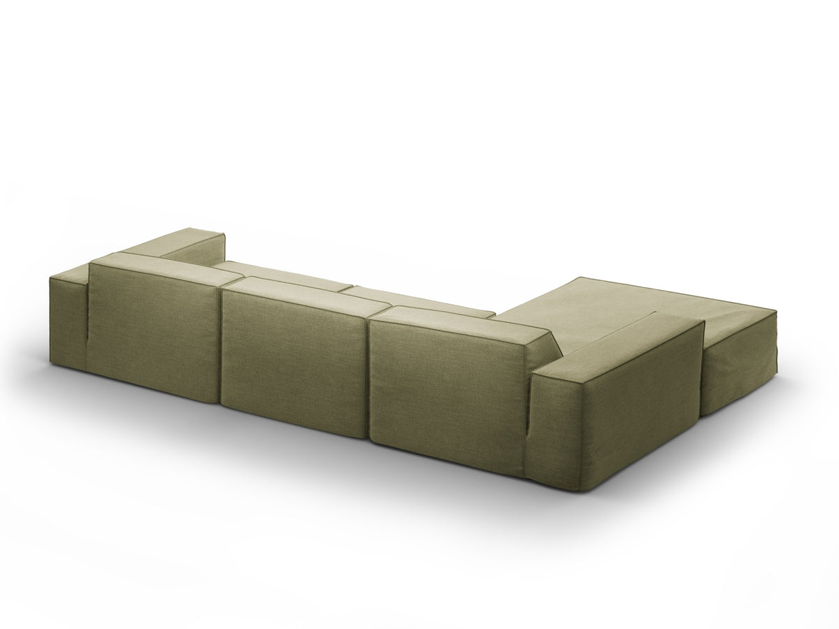 Jodie Modulares Ecksofa links 4 Sitzer mit abnehmbaren Bezug in Light Green-LINS präsentiert im Onlineshop von KAQTU Design AG. L-Sofa links ist von Micadoni