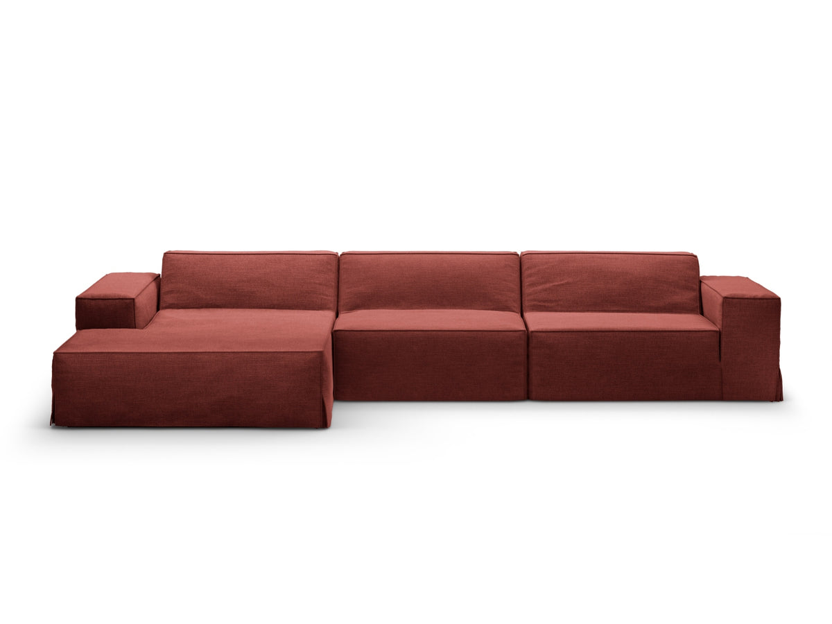 Jodie Modulares Ecksofa links 4 Sitzer mit abnehmbaren Bezug in Cherrywood-LINS präsentiert im Onlineshop von KAQTU Design AG. L-Sofa links ist von Micadoni