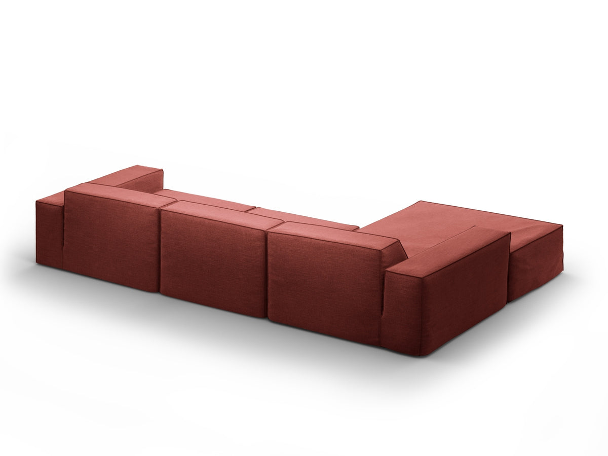 Jodie Modulares Ecksofa links 4 Sitzer mit abnehmbaren Bezug in Cherrywood-LINS präsentiert im Onlineshop von KAQTU Design AG. L-Sofa links ist von Micadoni