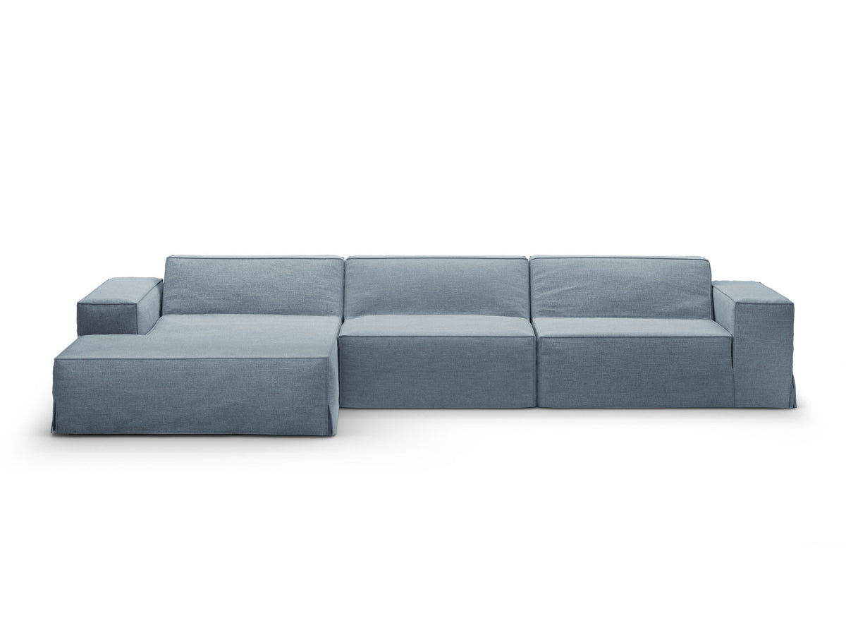Modulares Ecksofa links Jodie von Micadoni mit Meridienne auf schwarzen Kunststoffbeinen