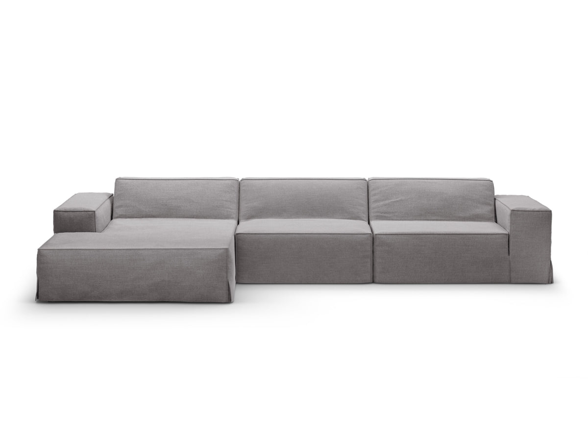 Jodie Modulares Ecksofa links 4 Sitzer mit abnehmbaren Bezug in Warm grey-LINS präsentiert im Onlineshop von KAQTU Design AG. L-Sofa links ist von Micadoni