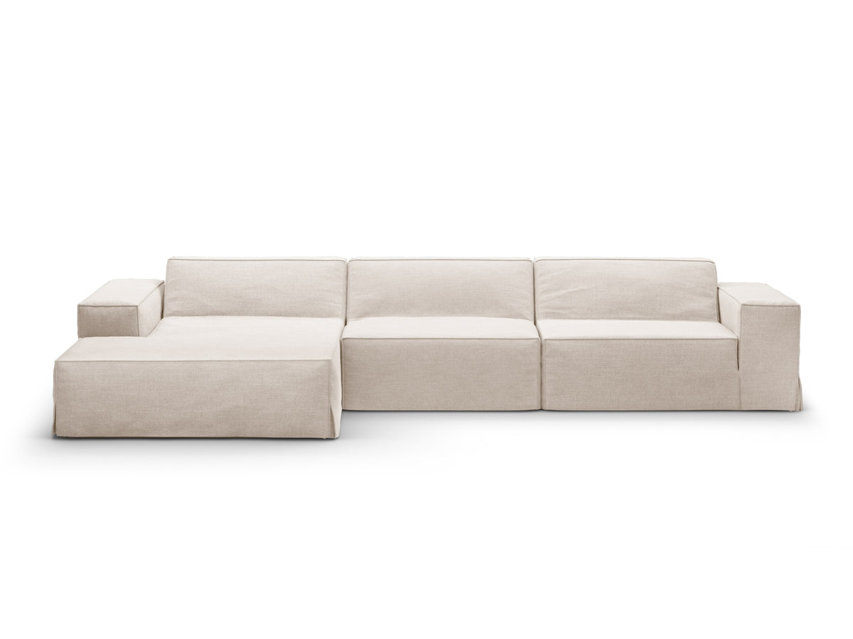 Jodie Modulares Ecksofa links 4 Sitzer mit abnehmbaren Bezug in Beige-LINS präsentiert im Onlineshop von KAQTU Design AG. Ecksofa links ist von Micadoni