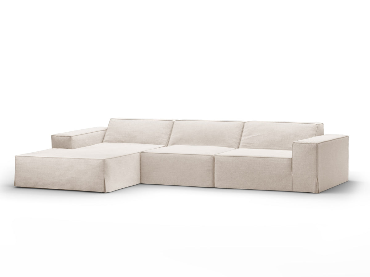 Jodie Modulares Ecksofa links 4 Sitzer mit abnehmbaren Bezug in Beige-LINS präsentiert im Onlineshop von KAQTU Design AG. Ecksofa links ist von Micadoni