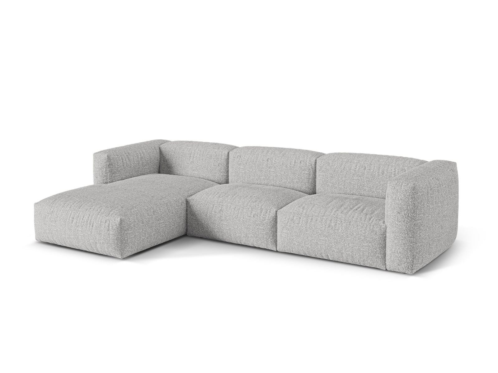Elegantes 3-Sitzer XL Ecksofa links Martina in Silver-Monet, ideal für stilvolle Wohnräume, präsentiert von Micadoni.