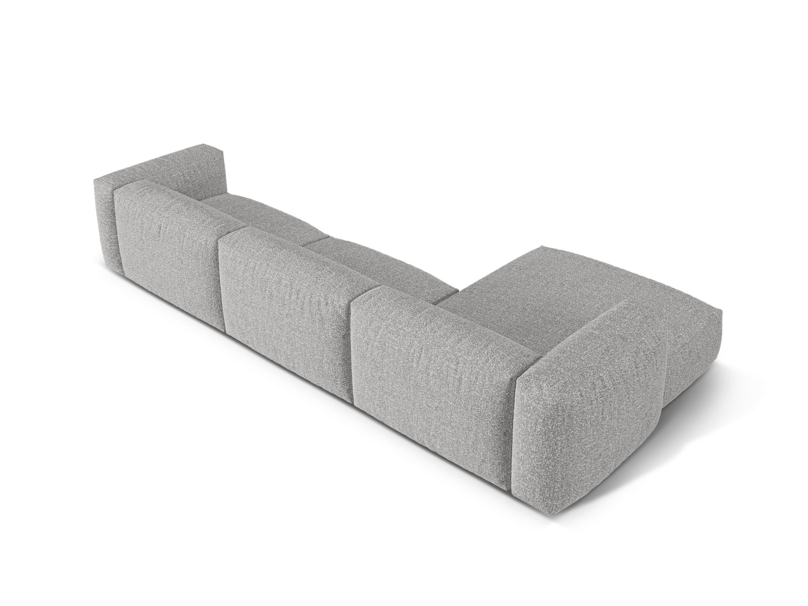 Stilvolles 3-Sitzer XL Ecksofa links Martina in Silver-Monet, perfekt für gemütliche Abende und modernes Wohndesign.