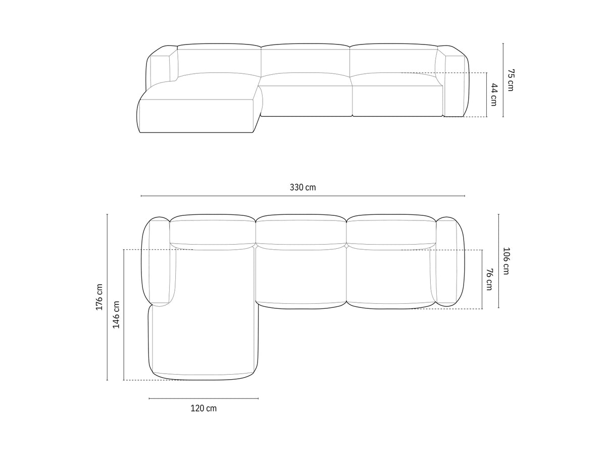 3-Sitzer Modular Ecksofa links Martina in Cappuccino-Monet präsentiert im Onlineshop von KAQTU Design AG. Ecksofa links ist von Micadoni