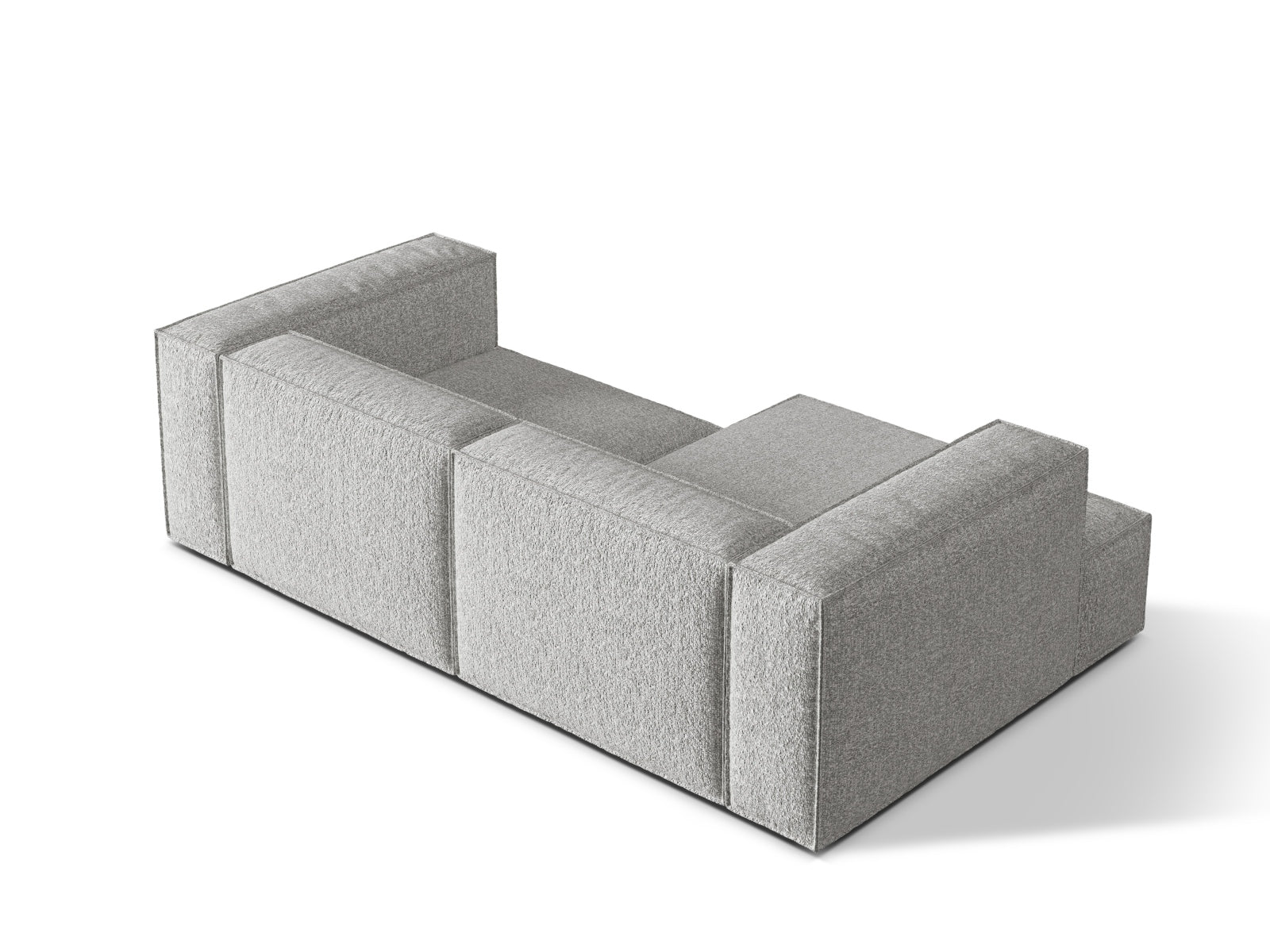 Stylisches Nuria Boucle Ecksofa links, 3-Sitzer, ideal für moderne Wohnräume, vereint Komfort und Eleganz in einem modularen Design.