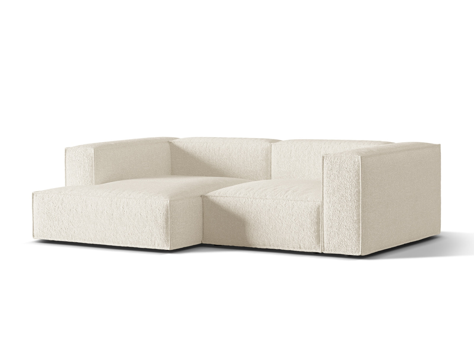 Elegantes Nuria Boucle Modular Ecksofa links in Ivory-Monet, ideal für stilvolle Wohnräume, erhältlich bei KAQTU Design AG.