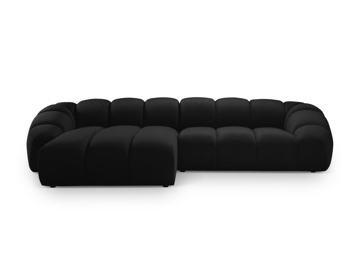 Diana Velour links Ecksofa 4 Sitzer in Black-Salvador präsentiert im Onlineshop von KAQTU Design AG. L-Sofa links ist von Micadoni