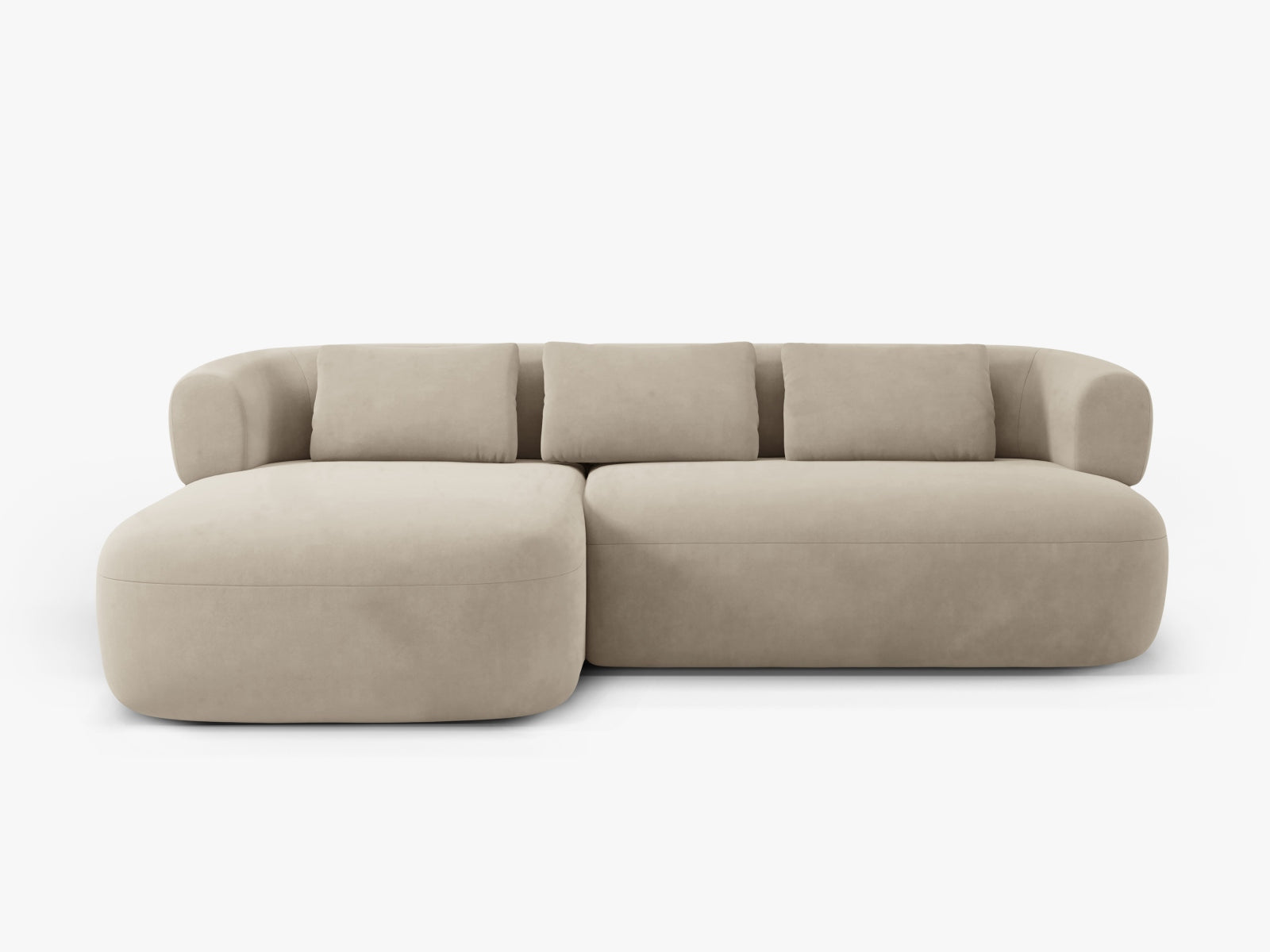 Jenny Velour Ecksofa links 5 Sitzer in Beige-Salvador präsentiert im Onlineshop von KAQTU Design AG. L-Sofa links ist von Micadoni