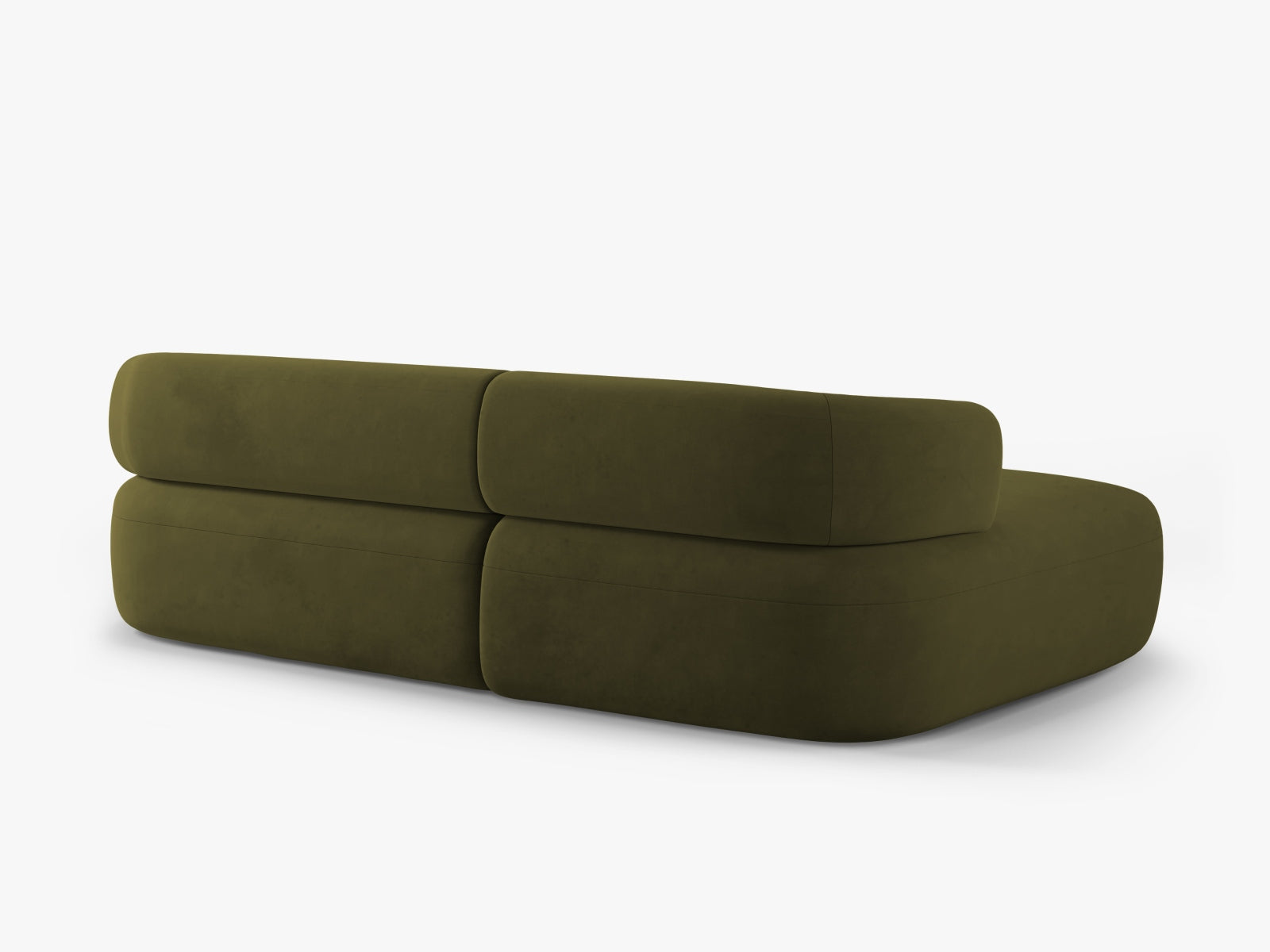 Elegantes Jenny Velour Ecksofa links, 5-Sitzer in modernem Grünton, ideal für komfortable Wohnräume und gesellige Stunden.