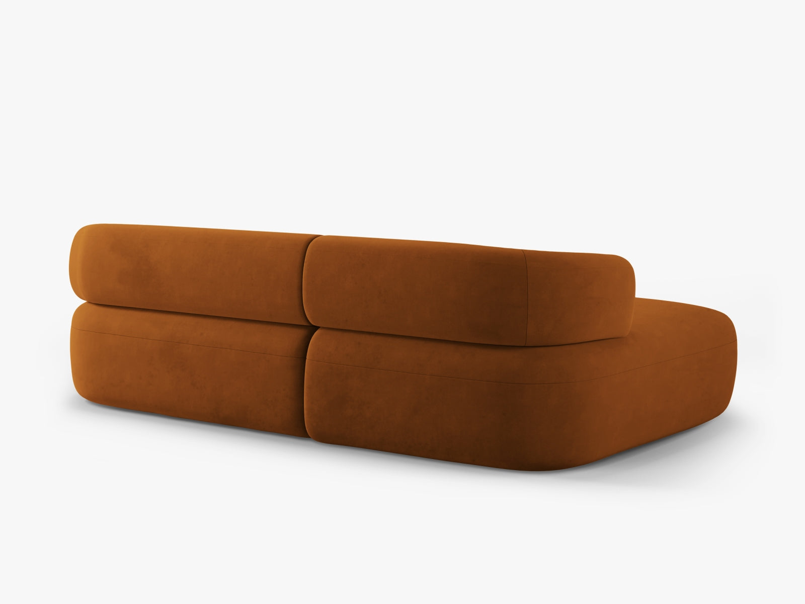 Elegantes 5-Sitzer Ecksofa Jenny in weichem Velours, linksseitig, in warmem Terracotta für einladende Wohnräume von Micadoni.