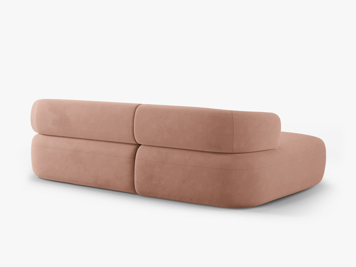 Jenny Velour Ecksofa links 5 Sitzer in Pink-Salvador präsentiert im Onlineshop von KAQTU Design AG. L-Sofa links ist von Micadoni