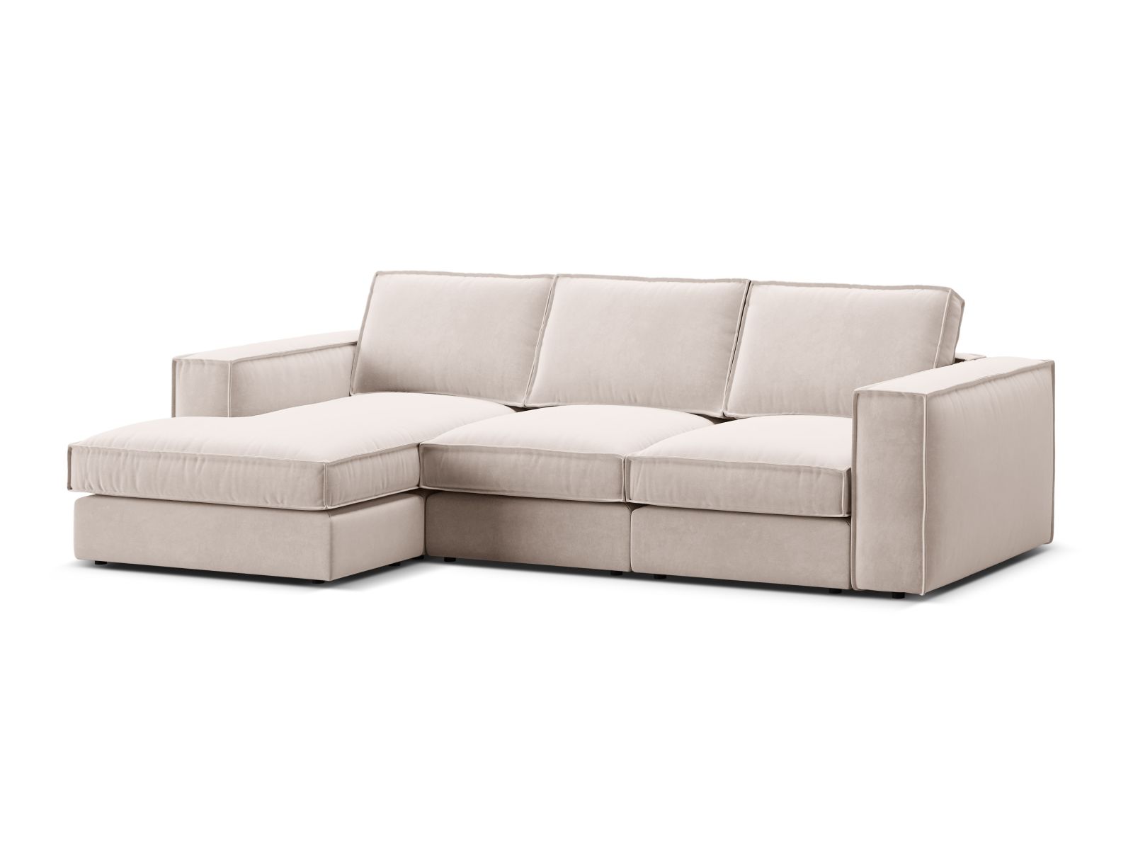 Stilvolles, beiges 3-Sitzer Ecksofa Pola von Micadoni, modular und linksseitig, ideal für zeitgemäße Wohnräume und entspannte Stunden.