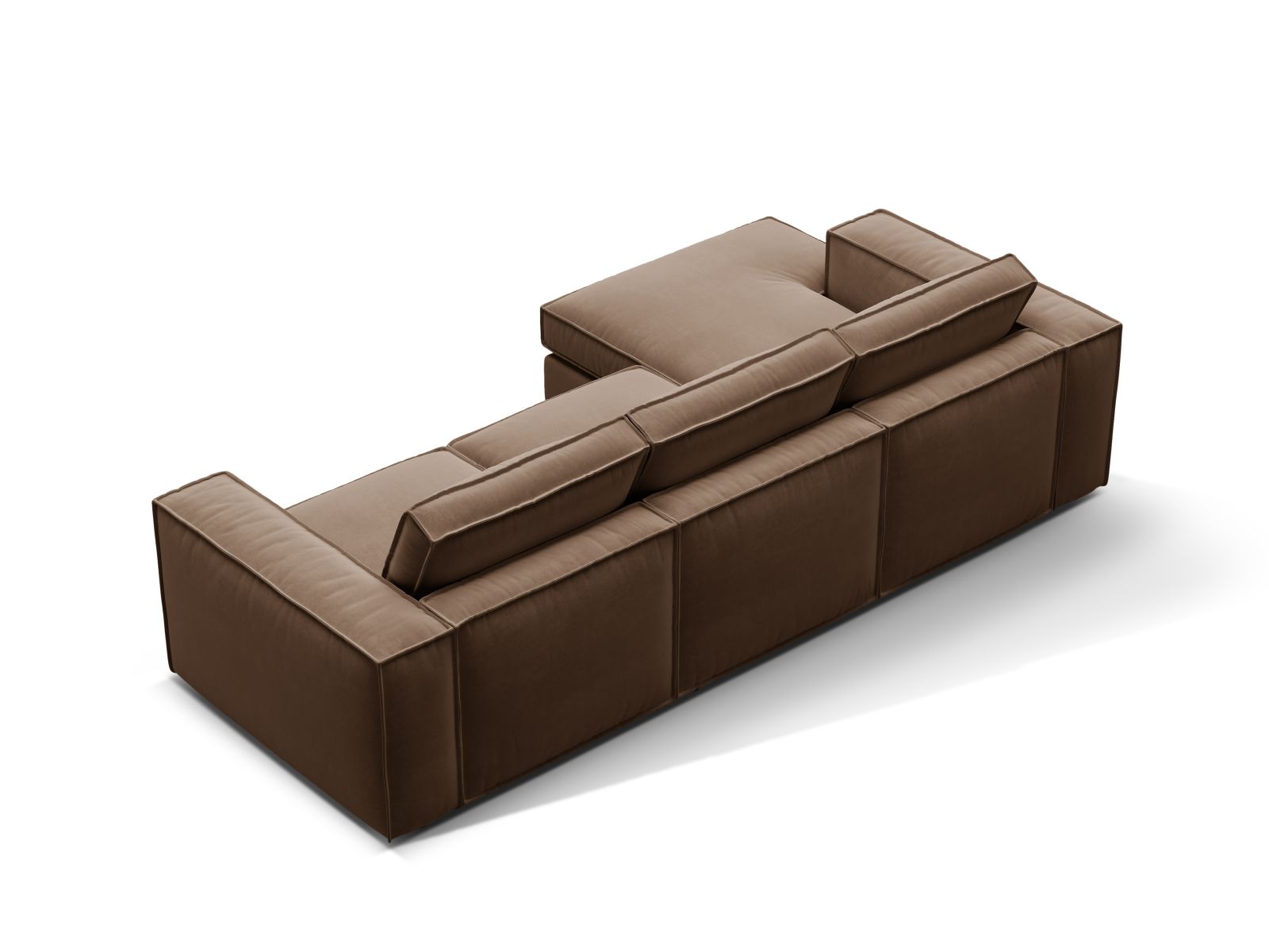 Modernes 3-Sitzer Ecksofa links Pola in edlem Chocolate-Salvador, perfekt für gemütliche Abende und stilvolle Einrichtung.