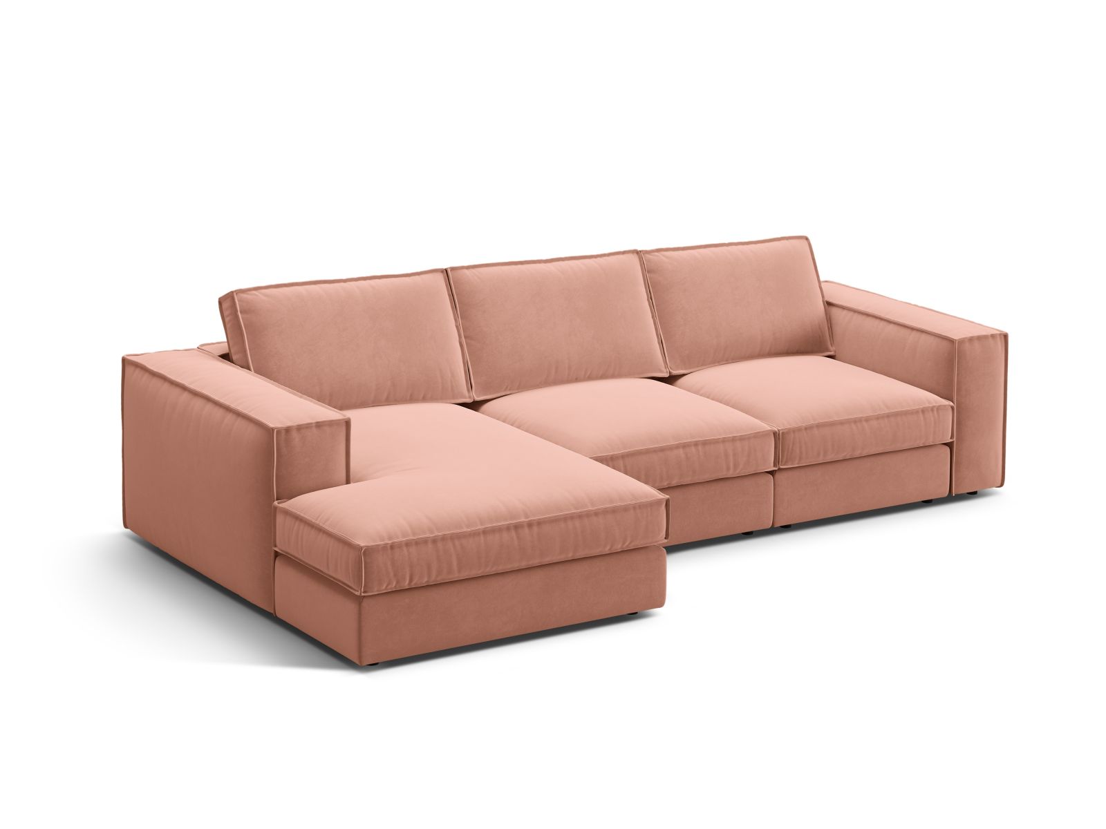 Stylisches 3-Sitzer Ecksofa links Pola in Pink-Salvador, ideal für moderne Wohnräume, erhältlich bei KAQTU Design AG.