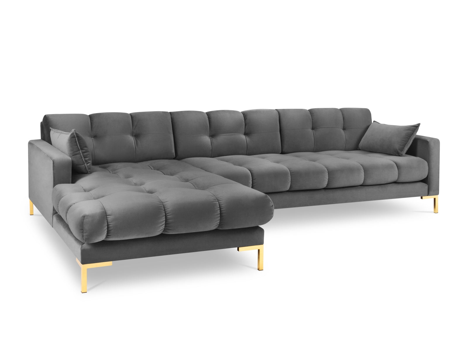 Mamaia Velour Ecksofa links 5 Sitzer in Light Grey/Gold präsentiert im Onlineshop von KAQTU Design AG. Ecksofa links ist von Micadoni