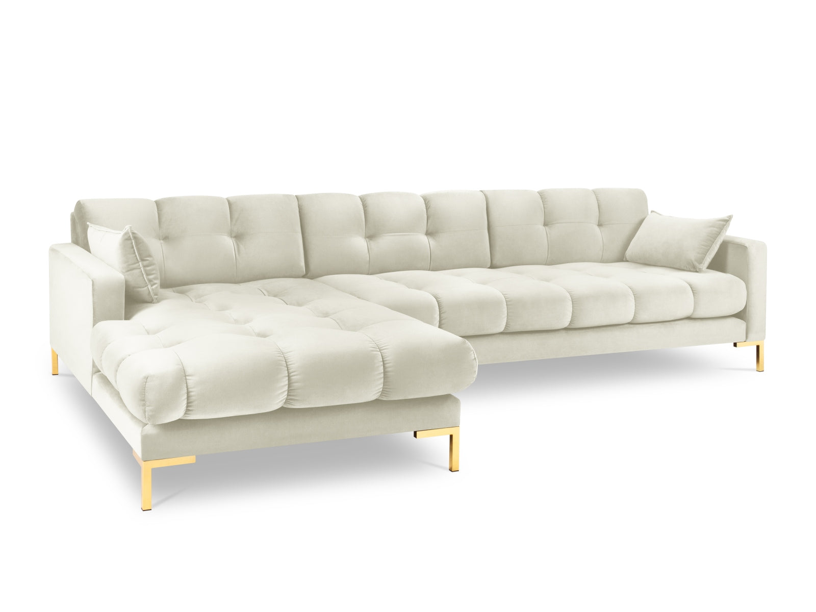 Mamaia Velour Ecksofa links 5 Sitzer in Light Beige/Gold präsentiert im Onlineshop von KAQTU Design AG. Ecksofa links ist von Micadoni