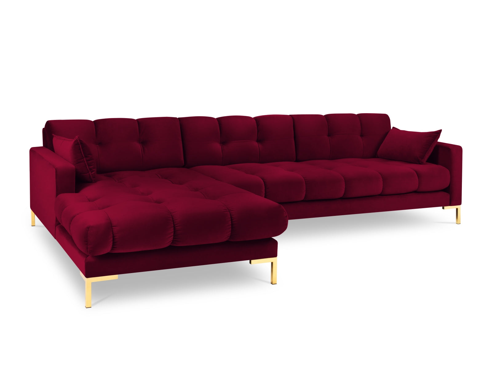 Mamaia Velour Ecksofa links 5 Sitzer in Red/Gold präsentiert im Onlineshop von KAQTU Design AG. Ecksofa links ist von Micadoni